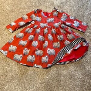 Pink Chicken Baby Girl Long Sleeve Lined Cotton Red Sheep Dress 12-18 months